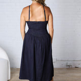 Katy Pointy Waist Midi Dress - Denim - FINAL SALE