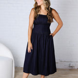 Katy Pointy Waist Midi Dress - Denim - FINAL SALE