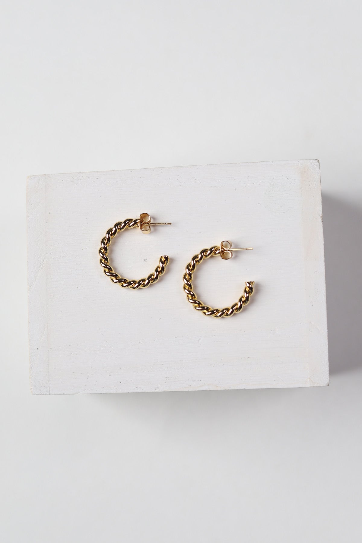 Kira XS 14K Gold Dipped Twisted Hoop Earrings - Gold
