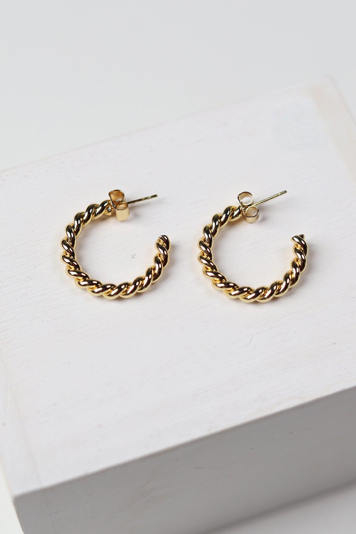 Kira XS 14K Gold Dipped Twisted Hoop Earrings - Gold