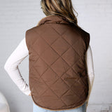 Liora Quilted Fleece Lined Puffer Vest - Dk. Brown