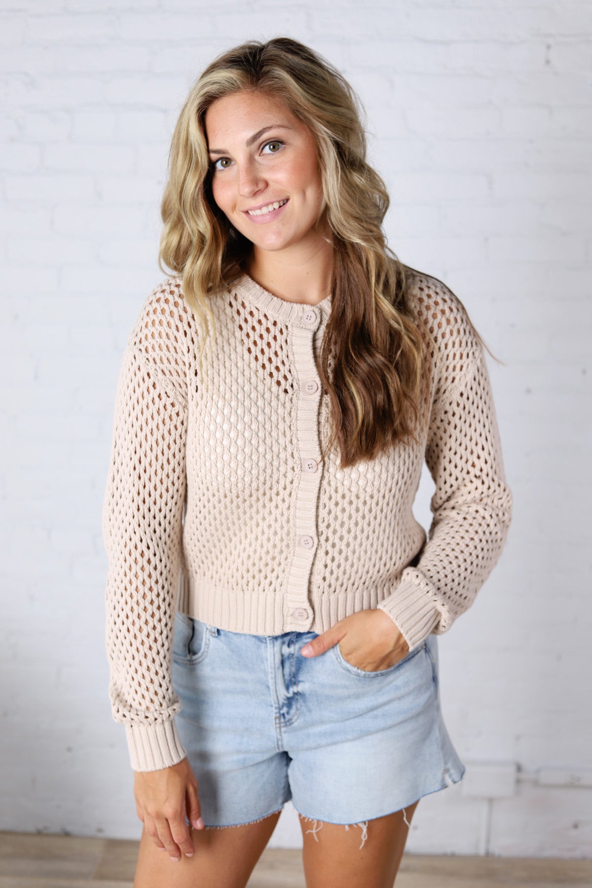 Lirien Crochet Cardigan - Sand Beige