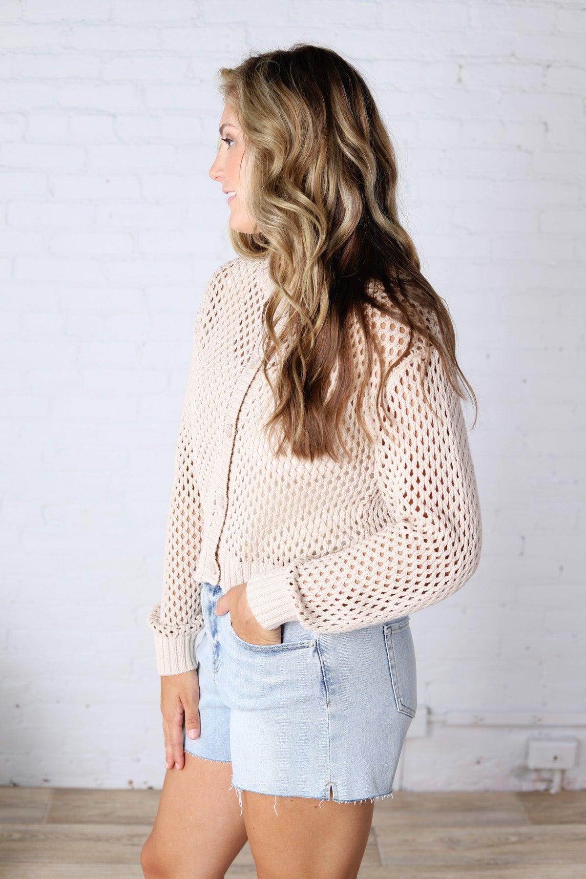 Lirien Crochet Cardigan - Sand Beige