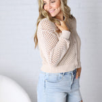 Lirien Crochet Cardigan - Sand Beige