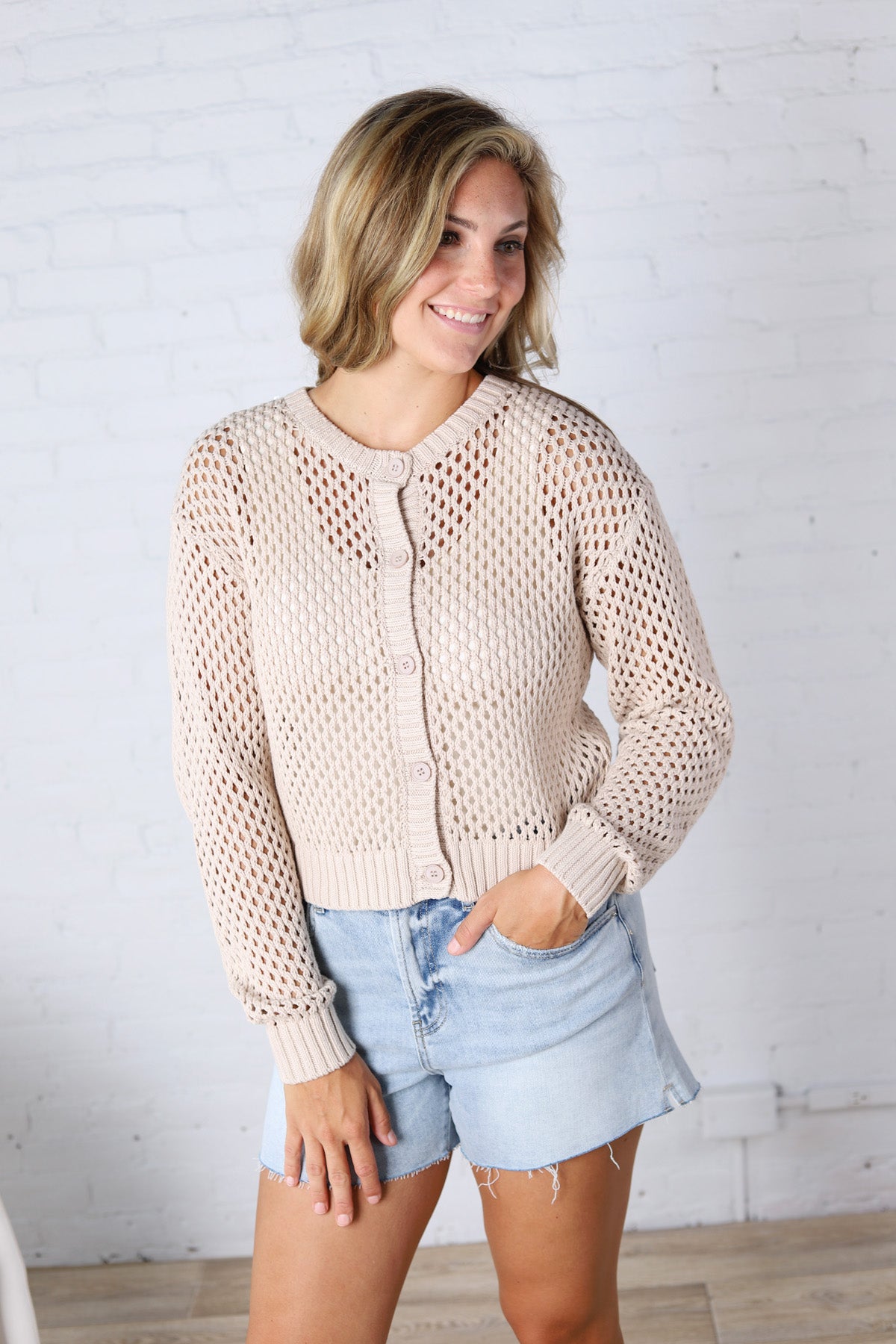 Lirien Crochet Cardigan - Sand Beige