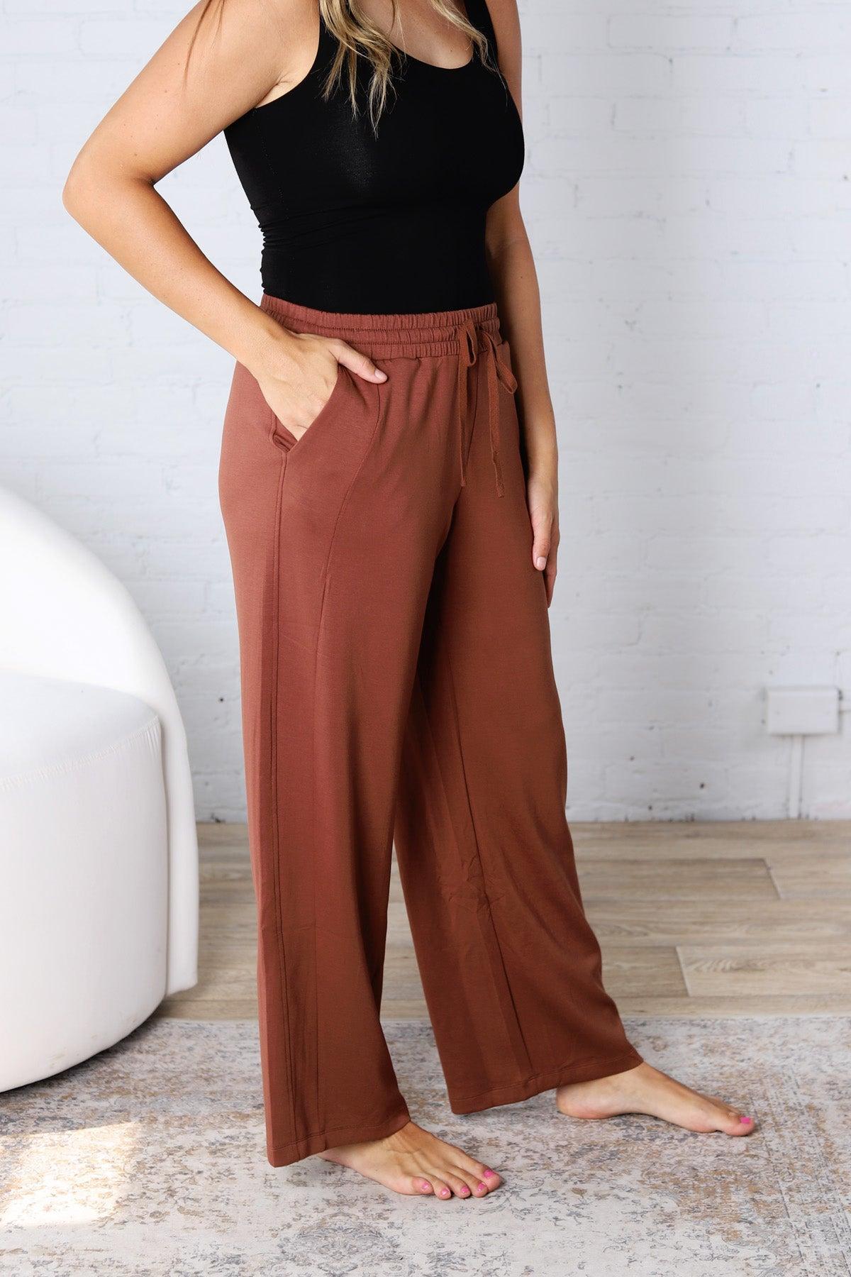 Luca Scuba Wide-leg Sweatpants - Chestnut