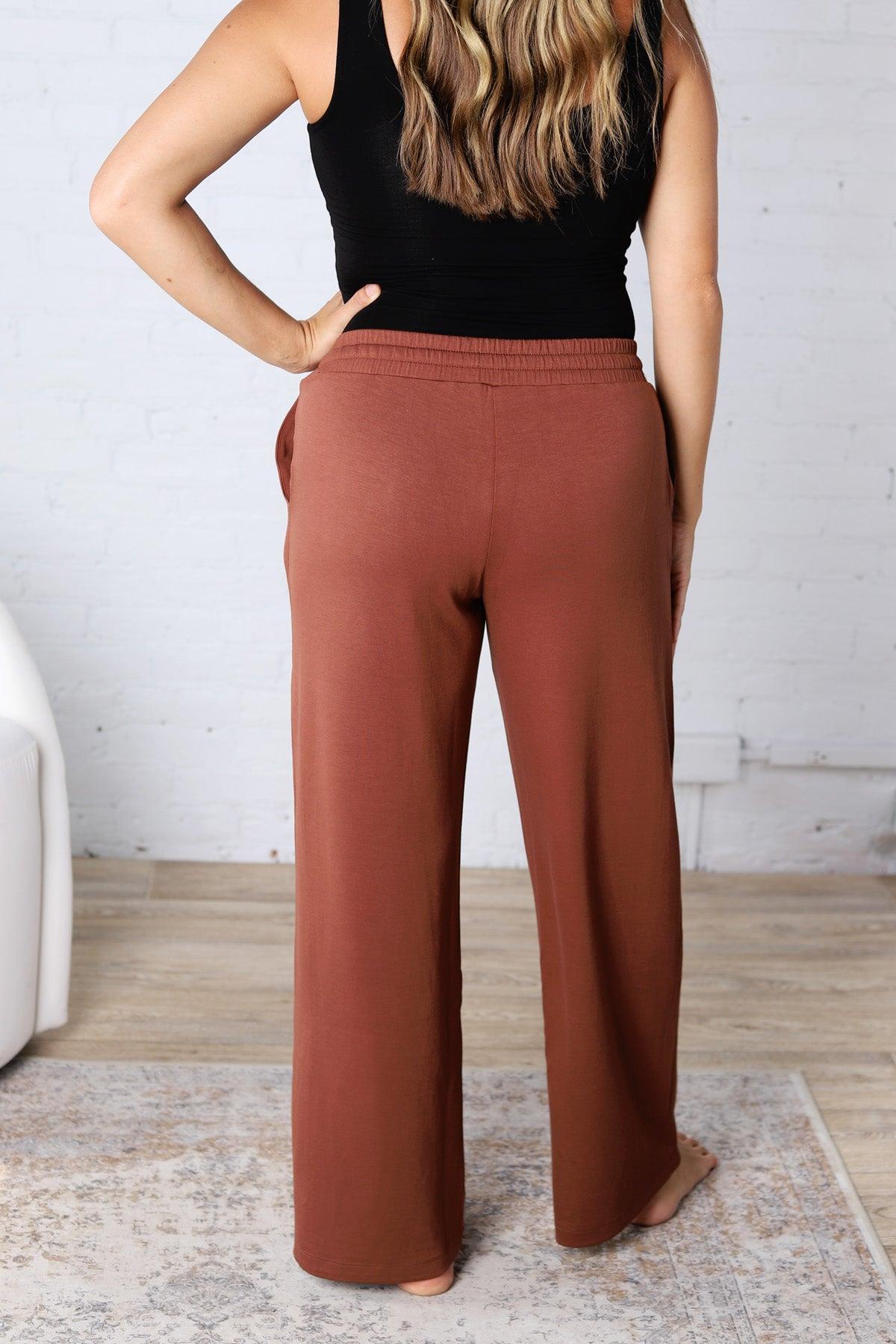 Luca Scuba Wide-leg Sweatpants - Chestnut