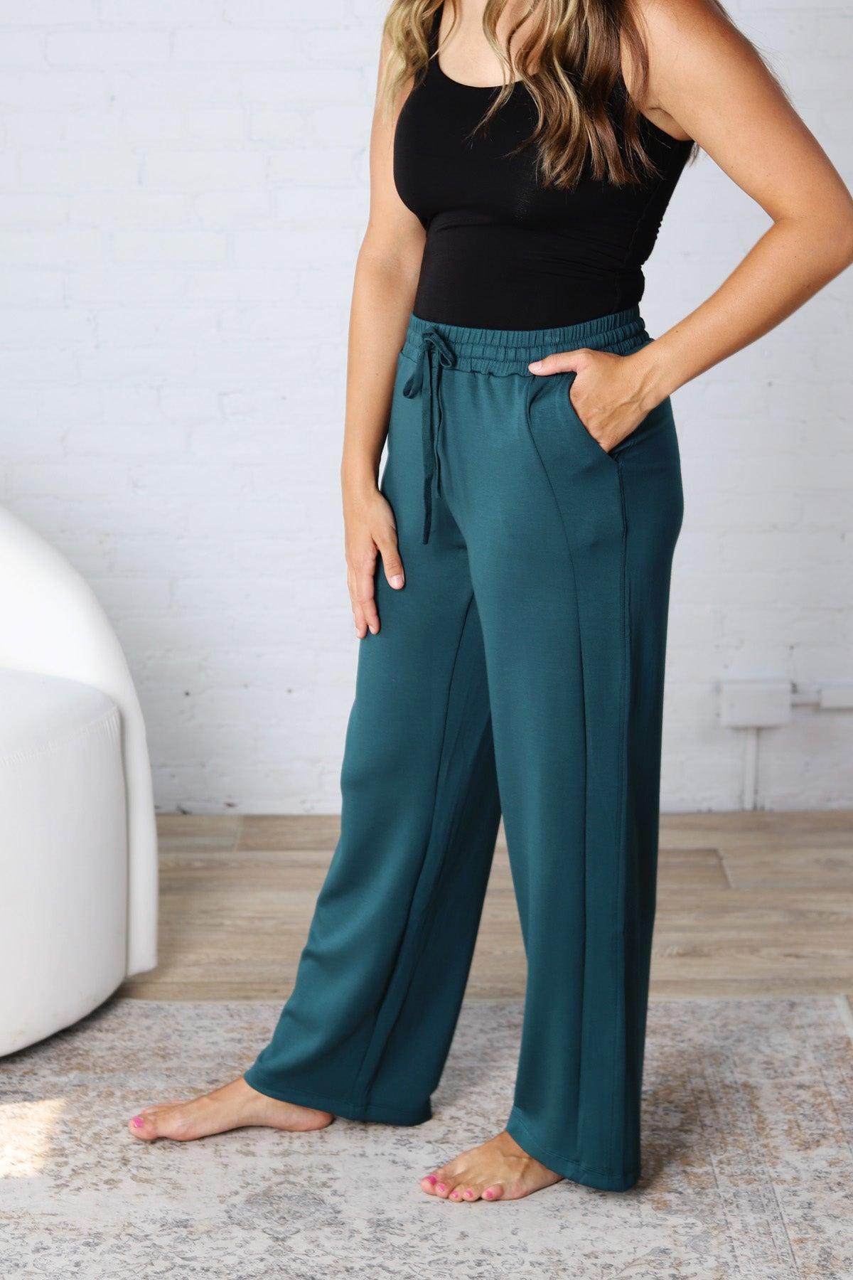 Luca Scuba Wide-leg Sweatpants - Deep Green