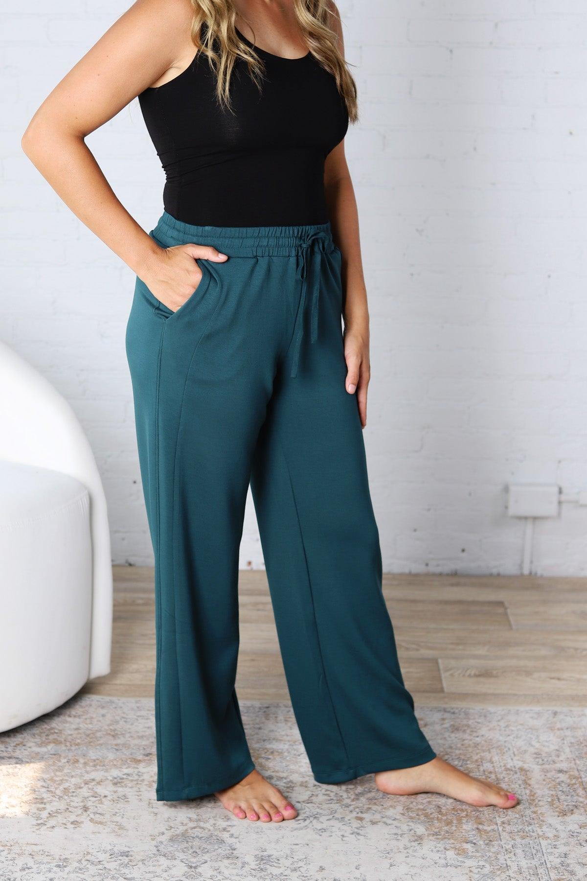Luca Scuba Wide-leg Sweatpants - Deep Green