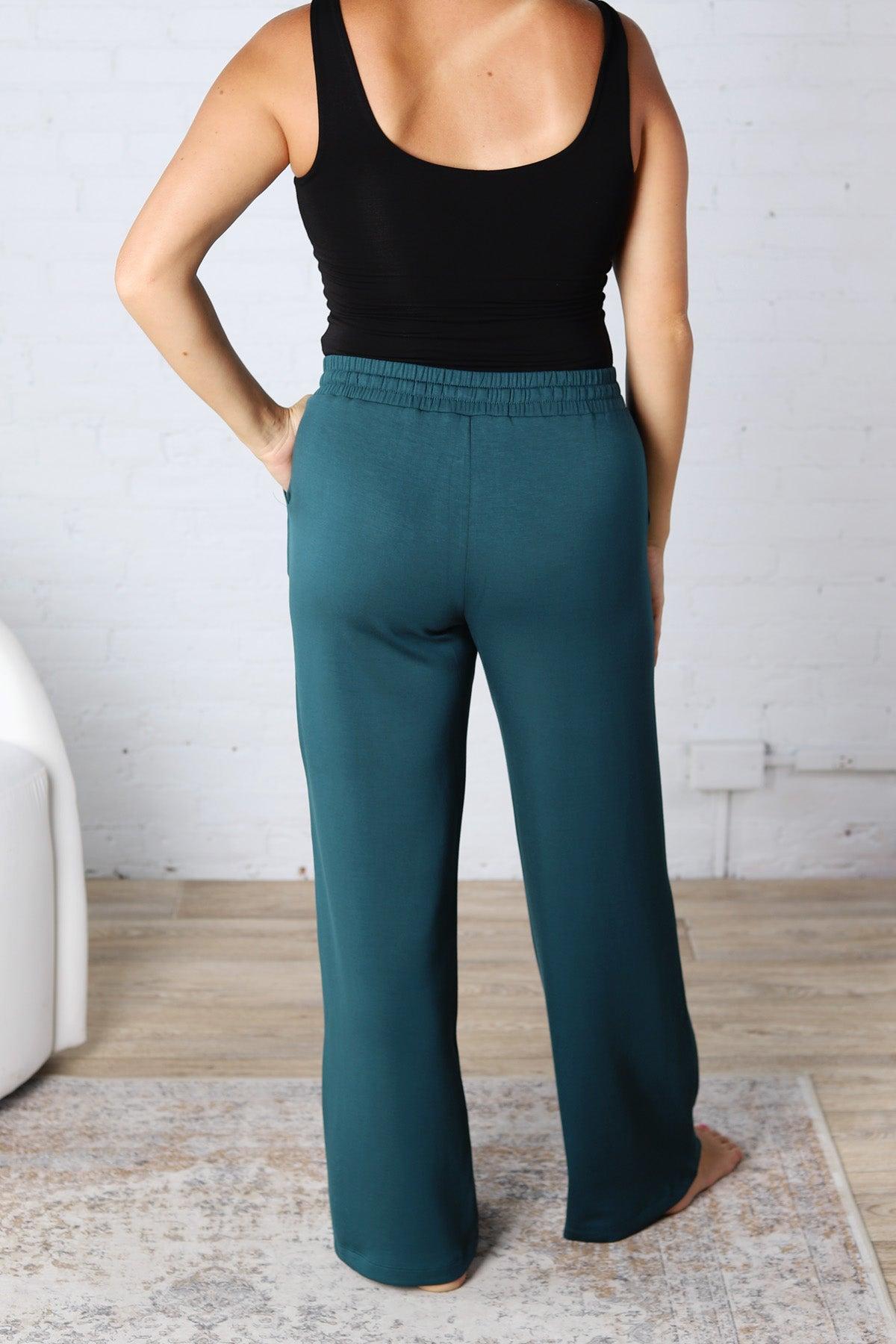 Luca Scuba Wide-leg Sweatpants - Deep Green