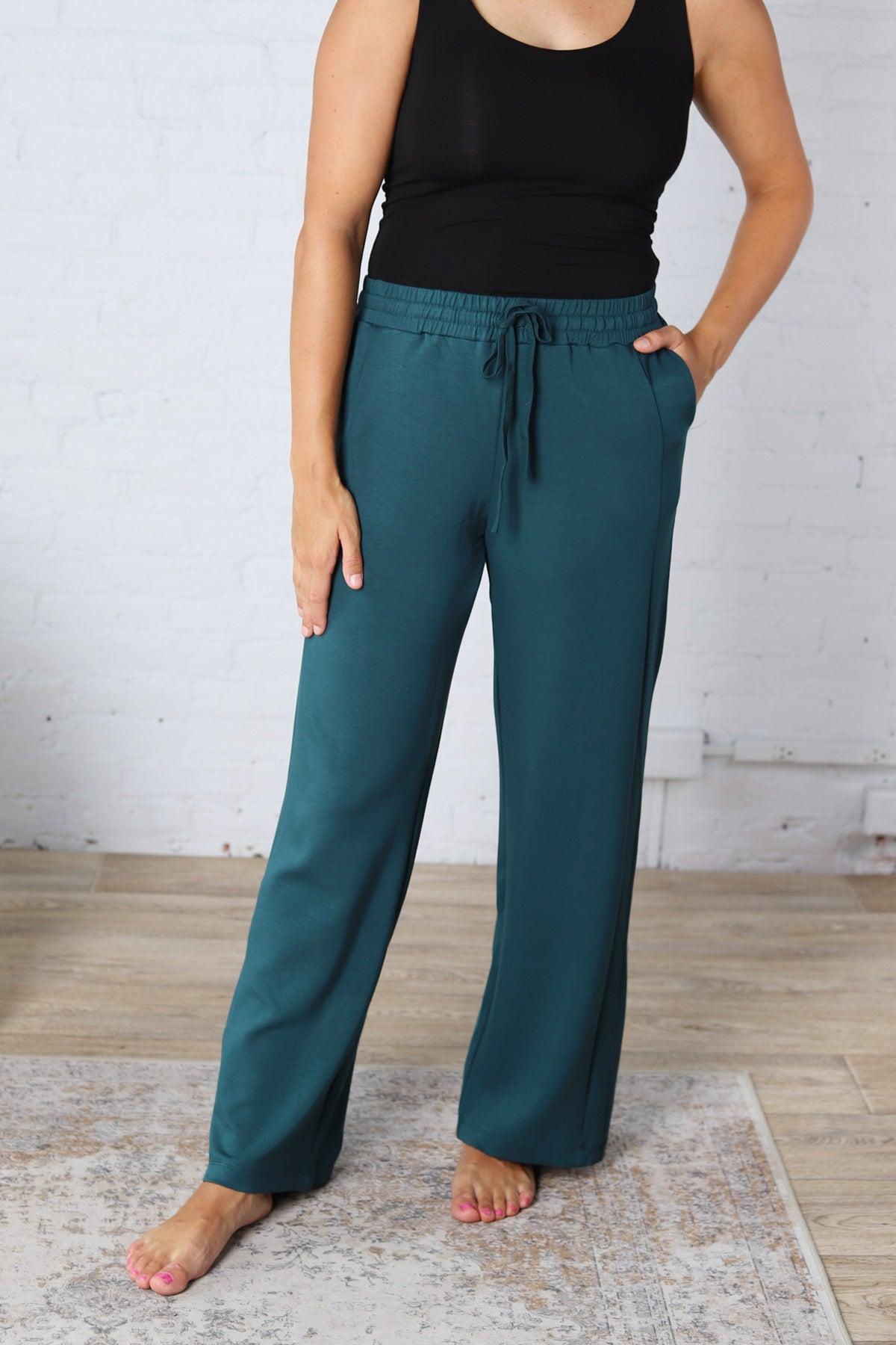 Luca Scuba Wide-leg Sweatpants - Deep Green