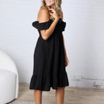 Maela Ruffle Sleeve Babydoll Dress - Black