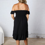 Maela Ruffle Sleeve Babydoll Dress - Black