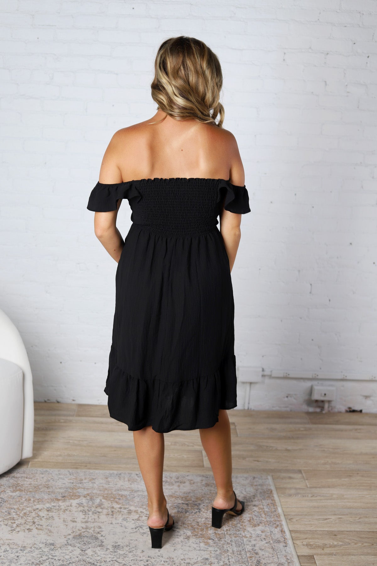 Maela Ruffle Sleeve Babydoll Dress - Black