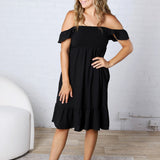 Maela Ruffle Sleeve Babydoll Dress - Black