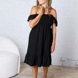 Maela Ruffle Sleeve Babydoll Dress - Black