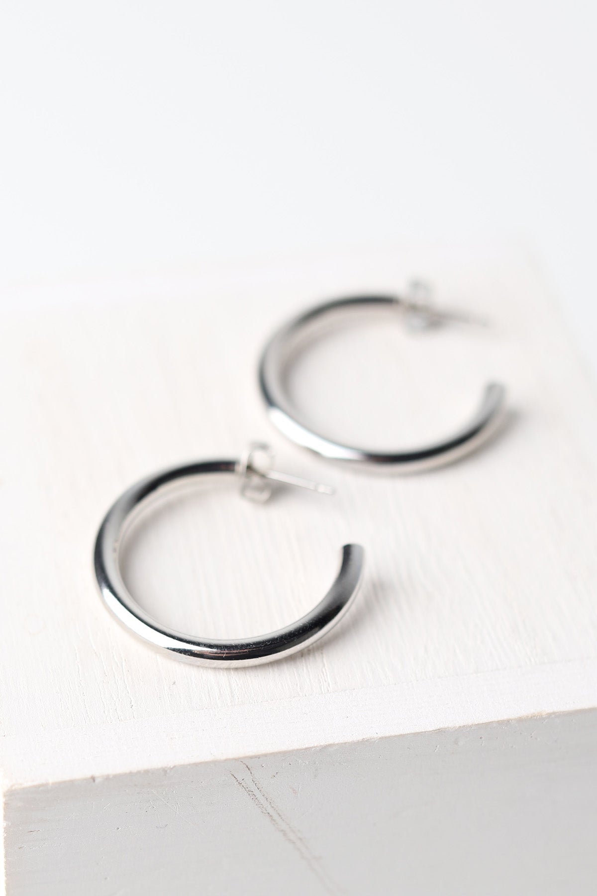 Mila 14K Gold-Dipped Medium Hoops - White Gold