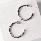 Mila 14K Gold-Dipped Medium Hoops - White Gold