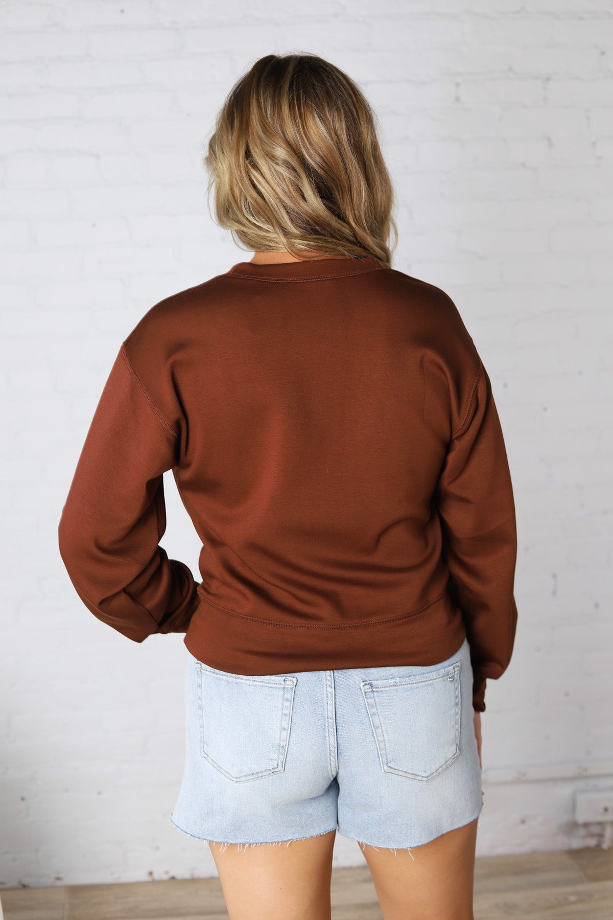 Millie Scuba Crew Neck Sweatshirt - Chestnut