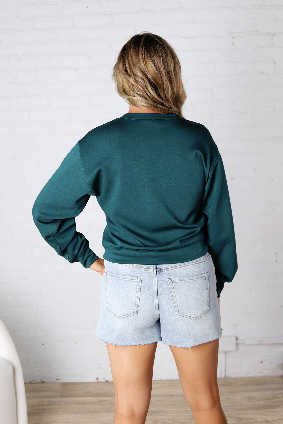 Millie Scuba Crew Neck Sweatshirt - Deep Green