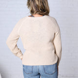 Mirabel Chunky Knit Sweater Top with Balloon Sleeves - Natural