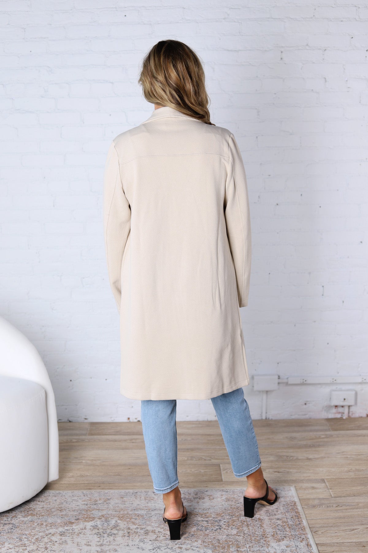 Naya Drape Open Front Coat Jacket - Oatmeal