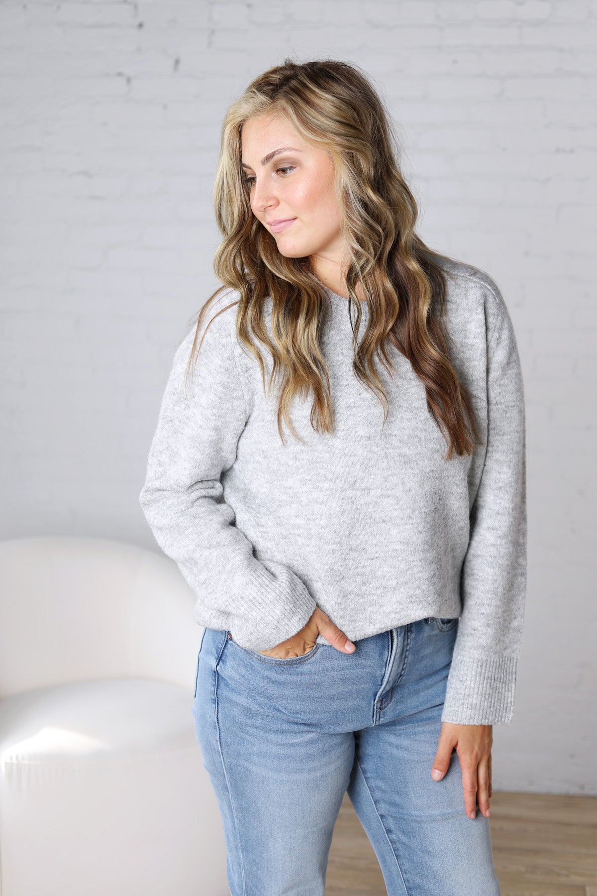 Noemie Relaxed Fit Everyday Sweater - Heather Grey