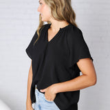 Nyelle V-Neck Blouse Top - Black