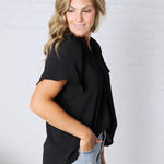 Nyelle V-Neck Blouse Top - Black