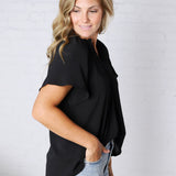 Nyelle V-Neck Blouse Top - Black