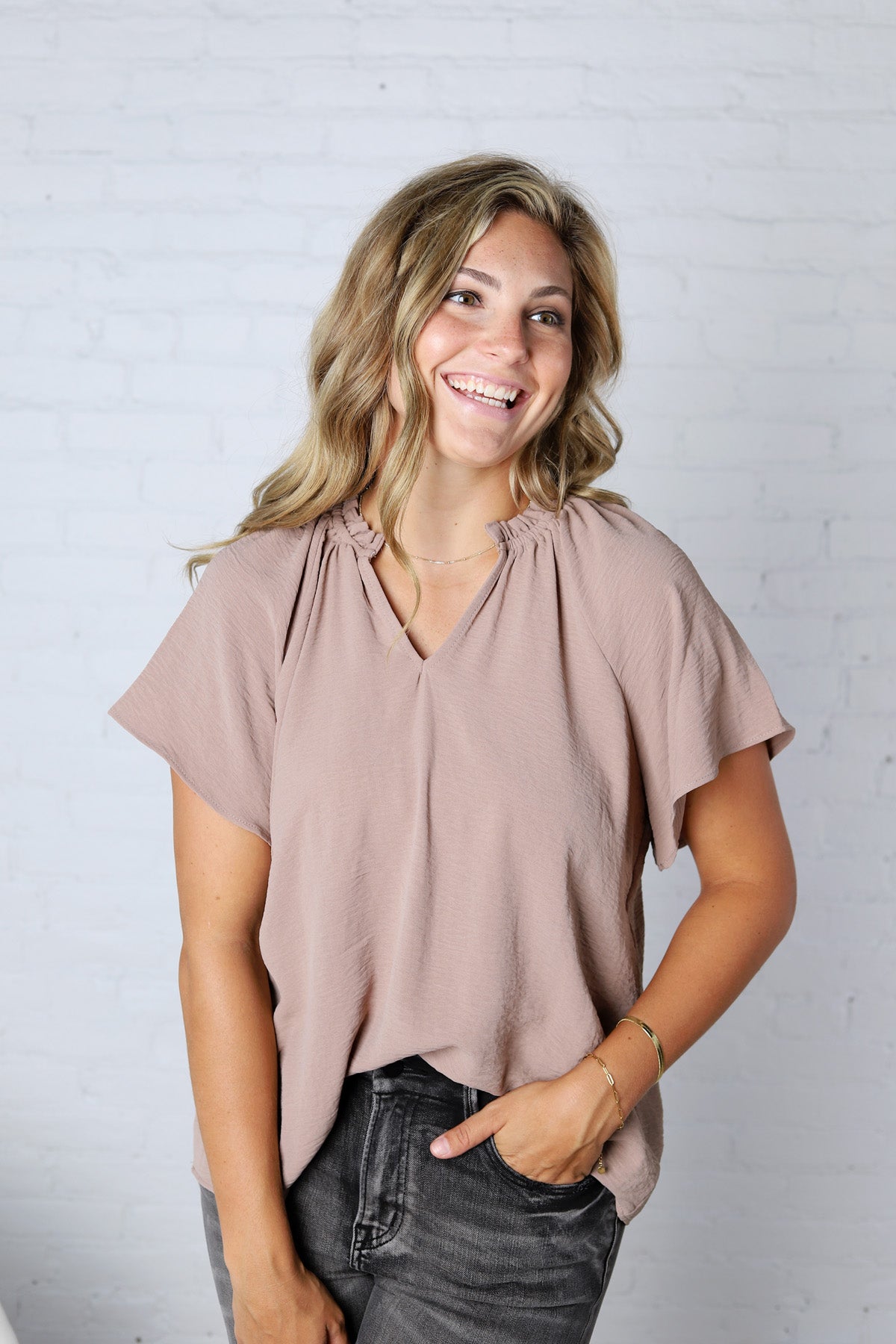 Nyelle V-Neck Blouse Top - CoCo