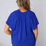 Nyelle V-Neck Blouse Top - Royal Blue