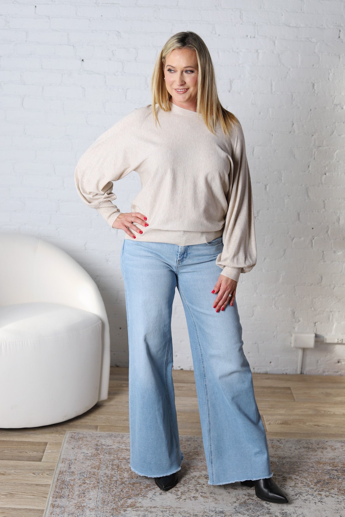 Olivette Knit Sweater Pullover - Oatmeal FINAL SALE
