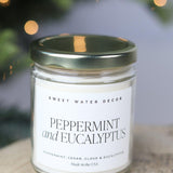 Peppermint & Eucalyptus 9 oz Soy Candle - Clear Jar