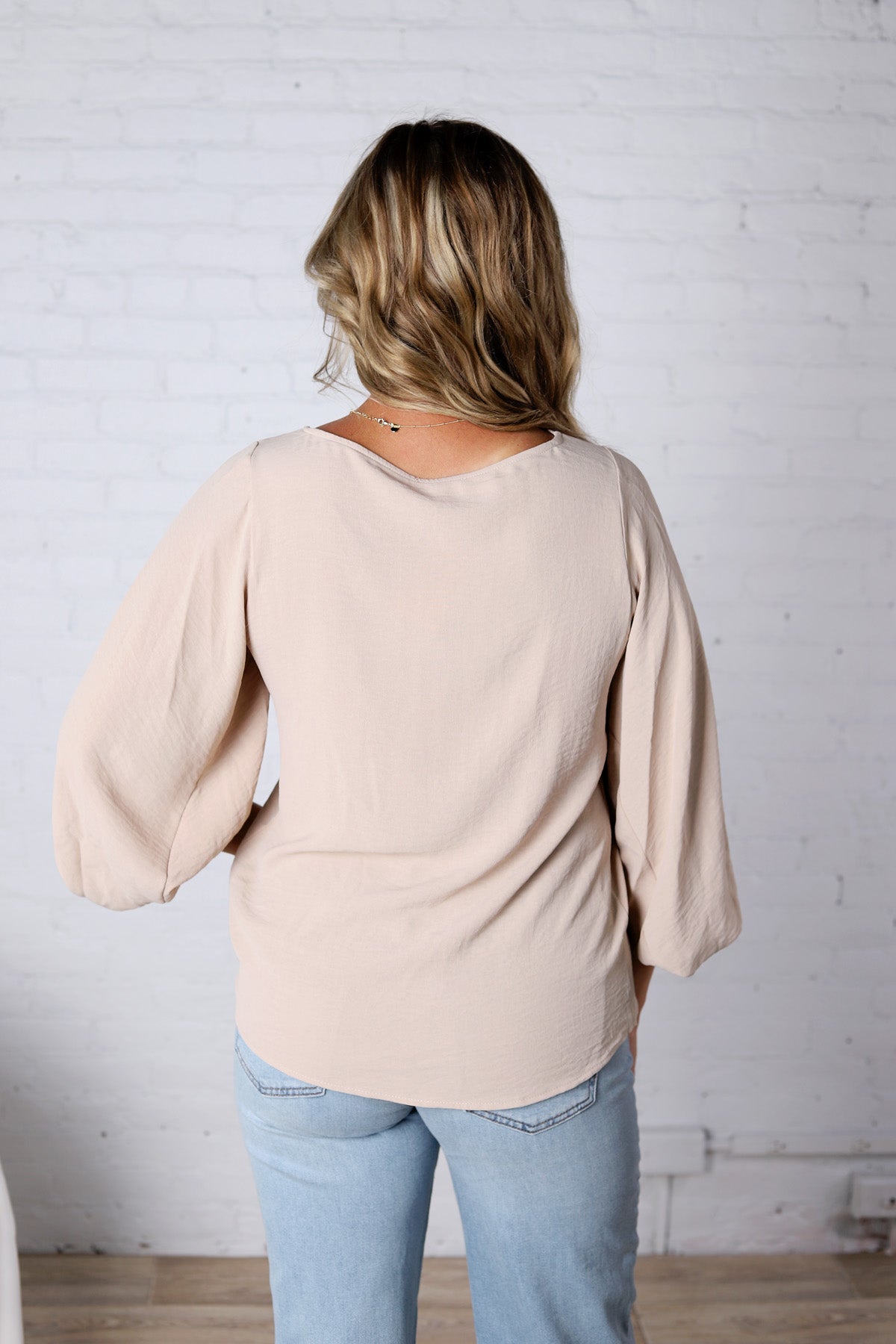 Perrie V-Neck Dolman Blouse Top - Taupe