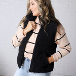 Piper Corduroy Puffer Vest - Black