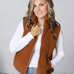 Piper Corduroy Puffer Vest - Camel