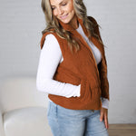 Piper Corduroy Puffer Vest - Camel