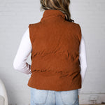 Piper Corduroy Puffer Vest - Camel