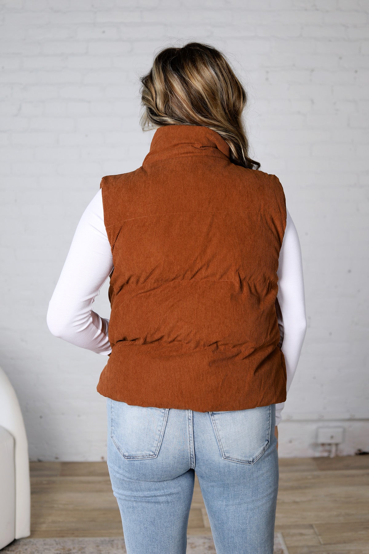 Piper Corduroy Puffer Vest - Camel