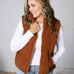 Piper Corduroy Puffer Vest - Camel
