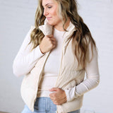 Piper Corduroy Puffer Vest - Ecru