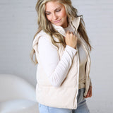 Piper Corduroy Puffer Vest - Ecru