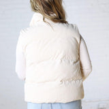 Piper Corduroy Puffer Vest - Ecru