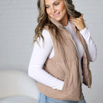 Piper Corduroy Puffer Vest - Mushroom