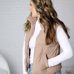 Piper Corduroy Puffer Vest - Mushroom