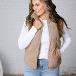 Piper Corduroy Puffer Vest - Mushroom