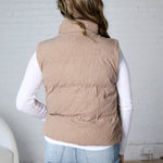 Piper Corduroy Puffer Vest - Mushroom