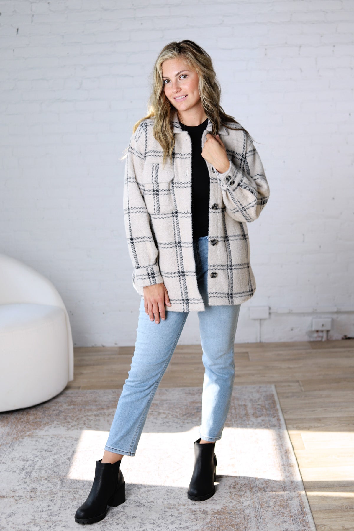 Plaid Trucker Jacket by Z Supply - Crystal Grey