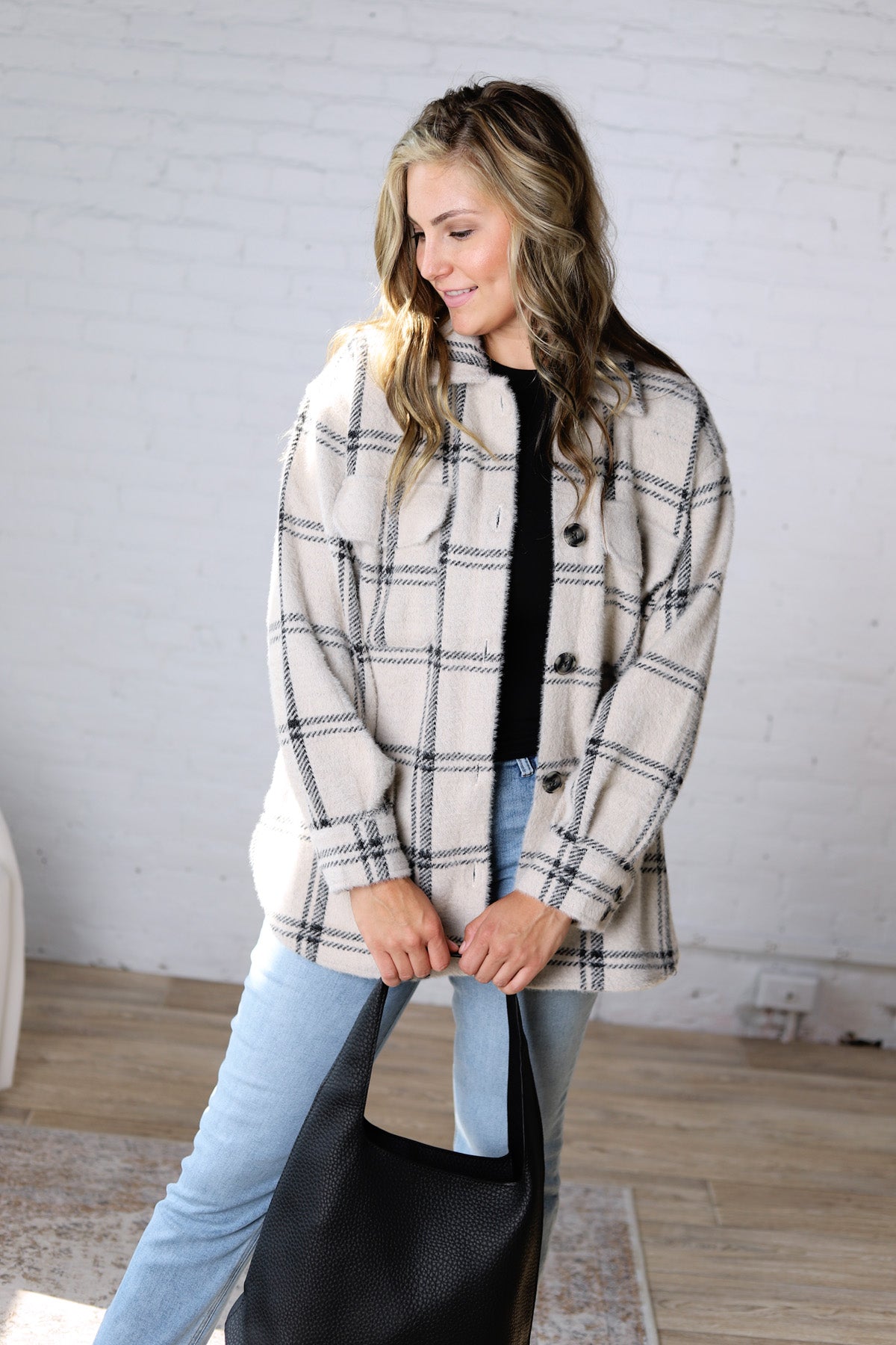 Plaid Trucker Jacket by Z Supply - Crystal Grey